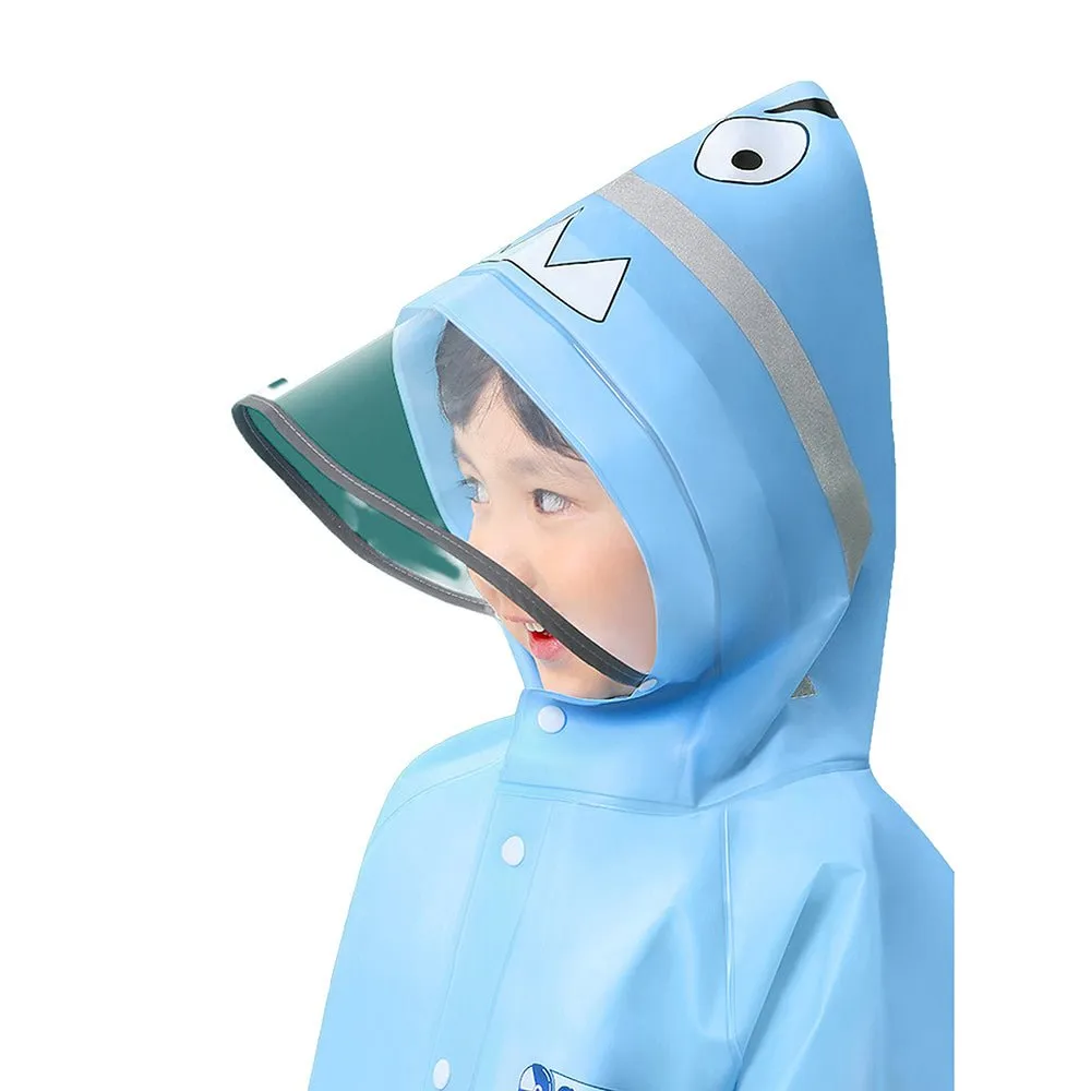 Light Blue Space Head Dinosaur Print Raincoat for Kids and Toddlers