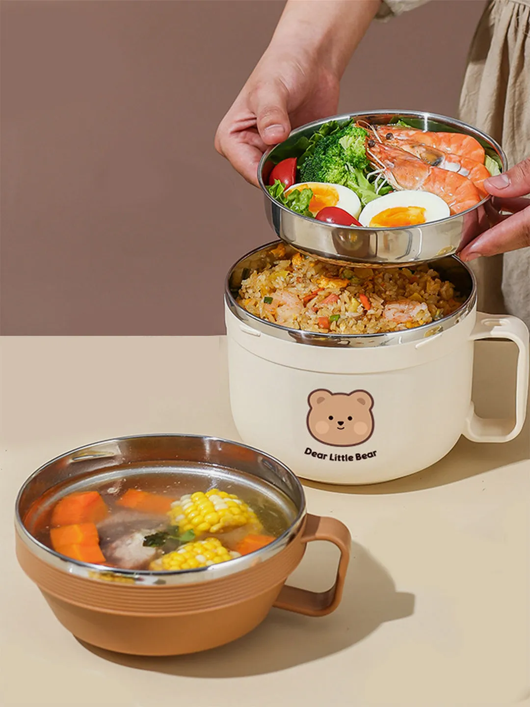 Little Surprise Box Dual Handle Soup /Noodles Lunch Box with matching Cover