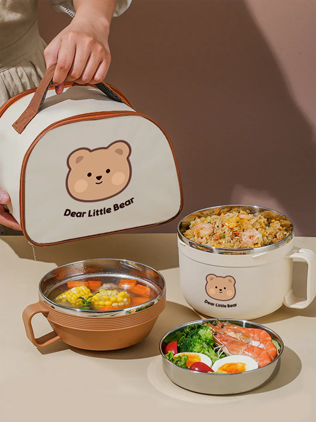 Little Surprise Box Dual Handle Soup /Noodles Lunch Box with matching Cover