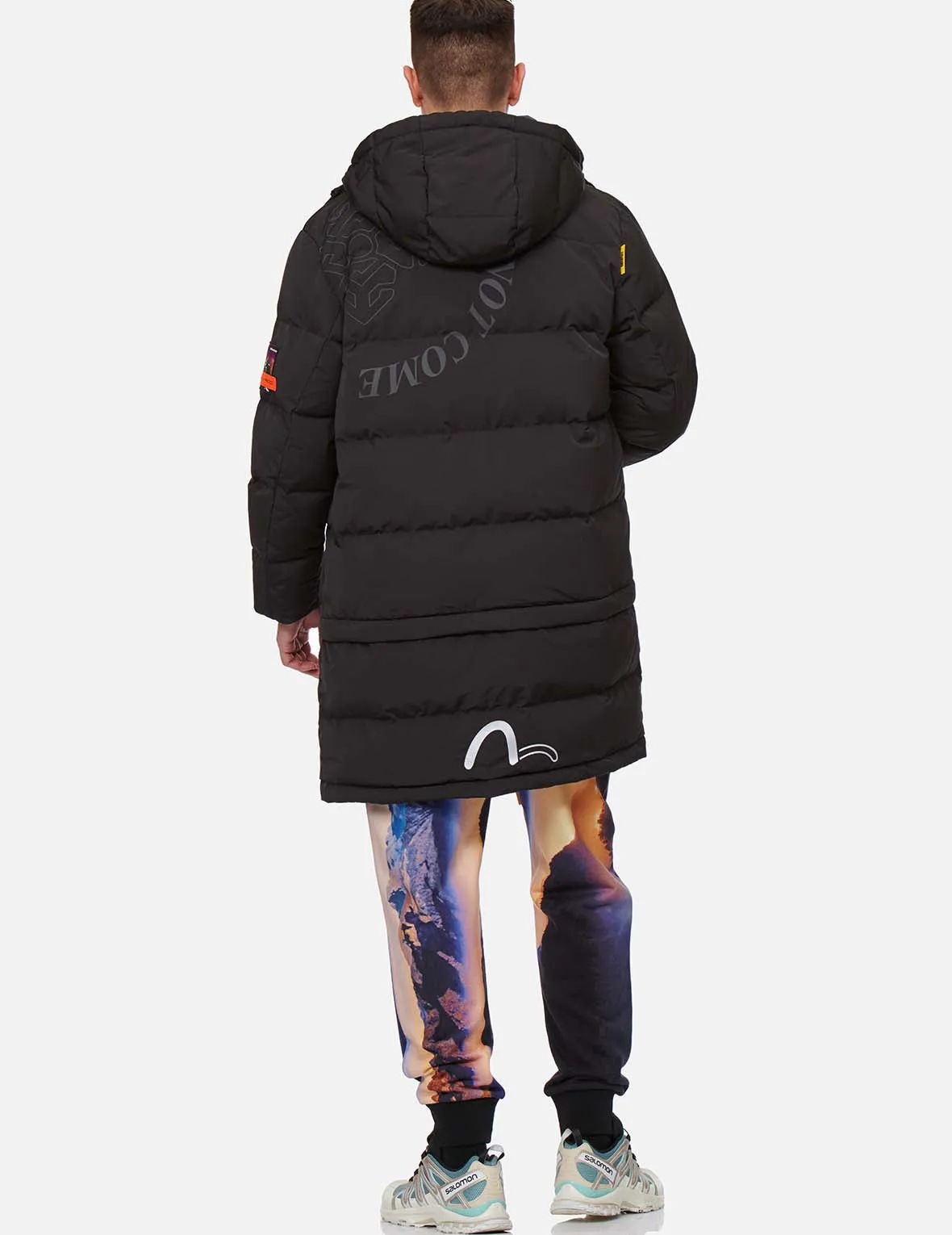 Logo Print Convertible Longline Down Parka