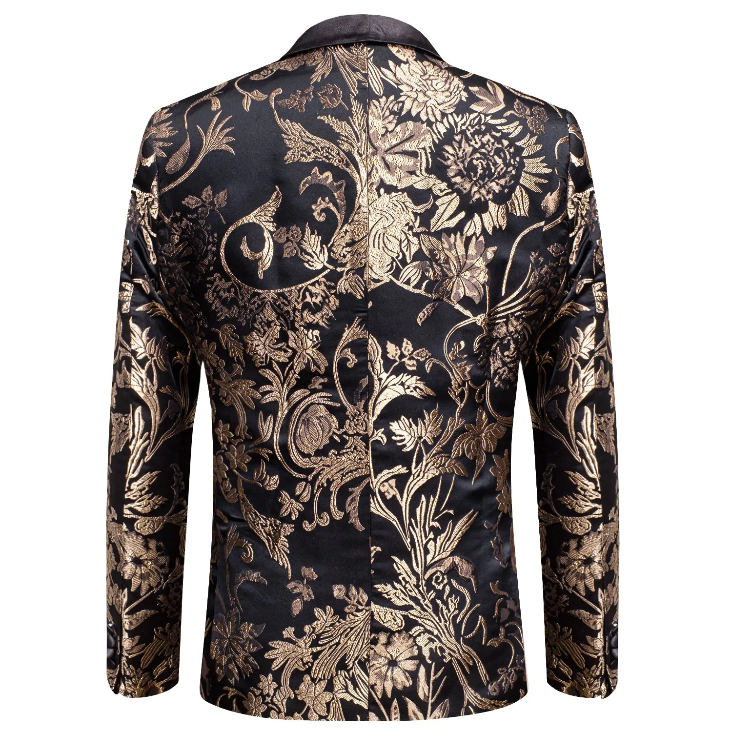 Luxury Black Golden Floral Men's Suit Set