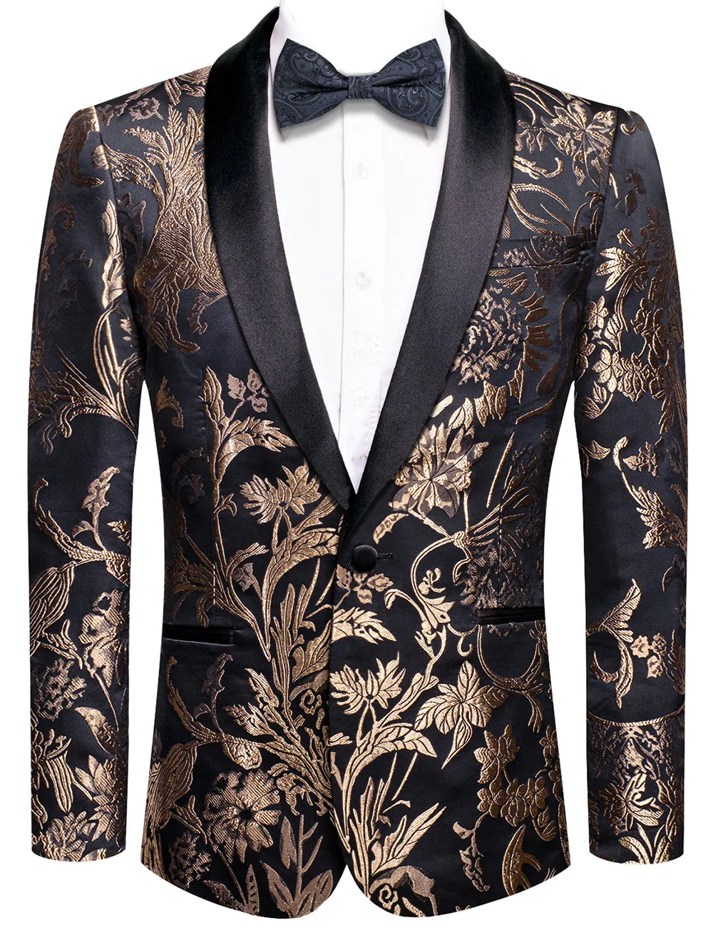 Luxury Black Golden Floral Men's Suit Set