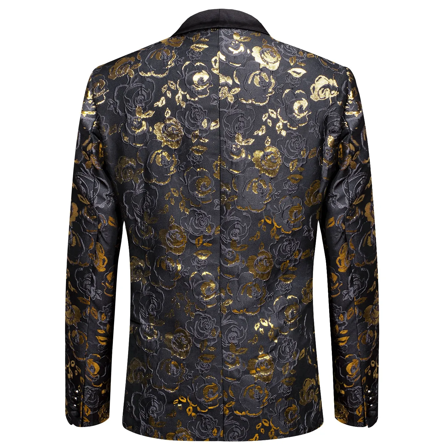 Luxury Black Golden Rose Floral Men's Suit Set