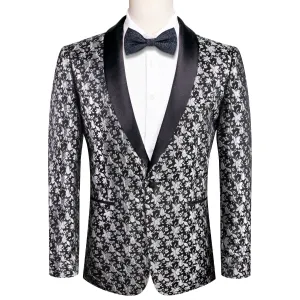 Luxury Black Grey Floral Men's Suit Set