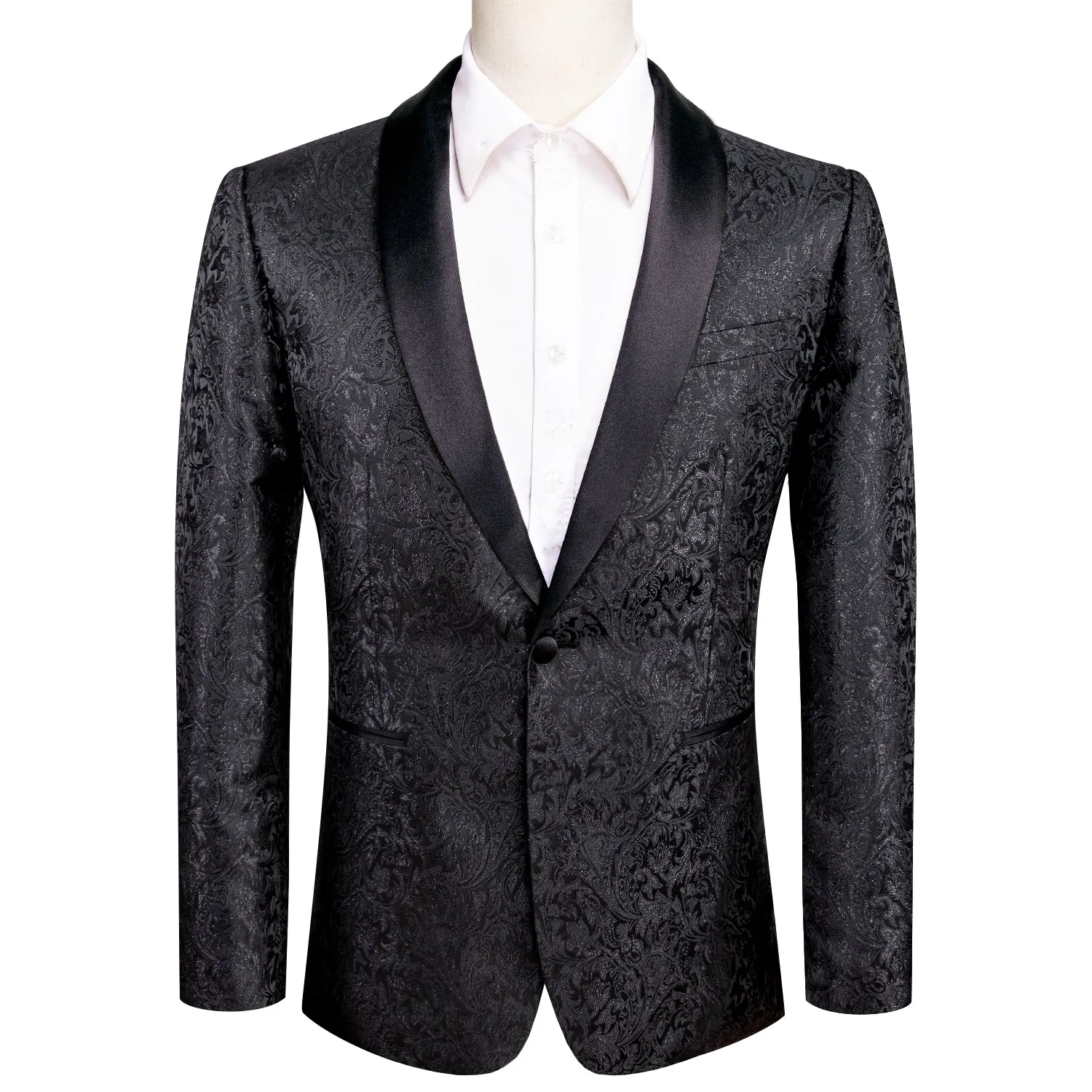 Luxury Black Shinning Floral Men's Suit Set