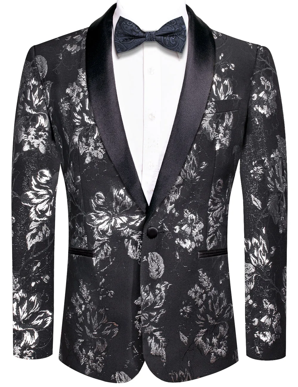 Luxury Black White Floral Men's Suit Set