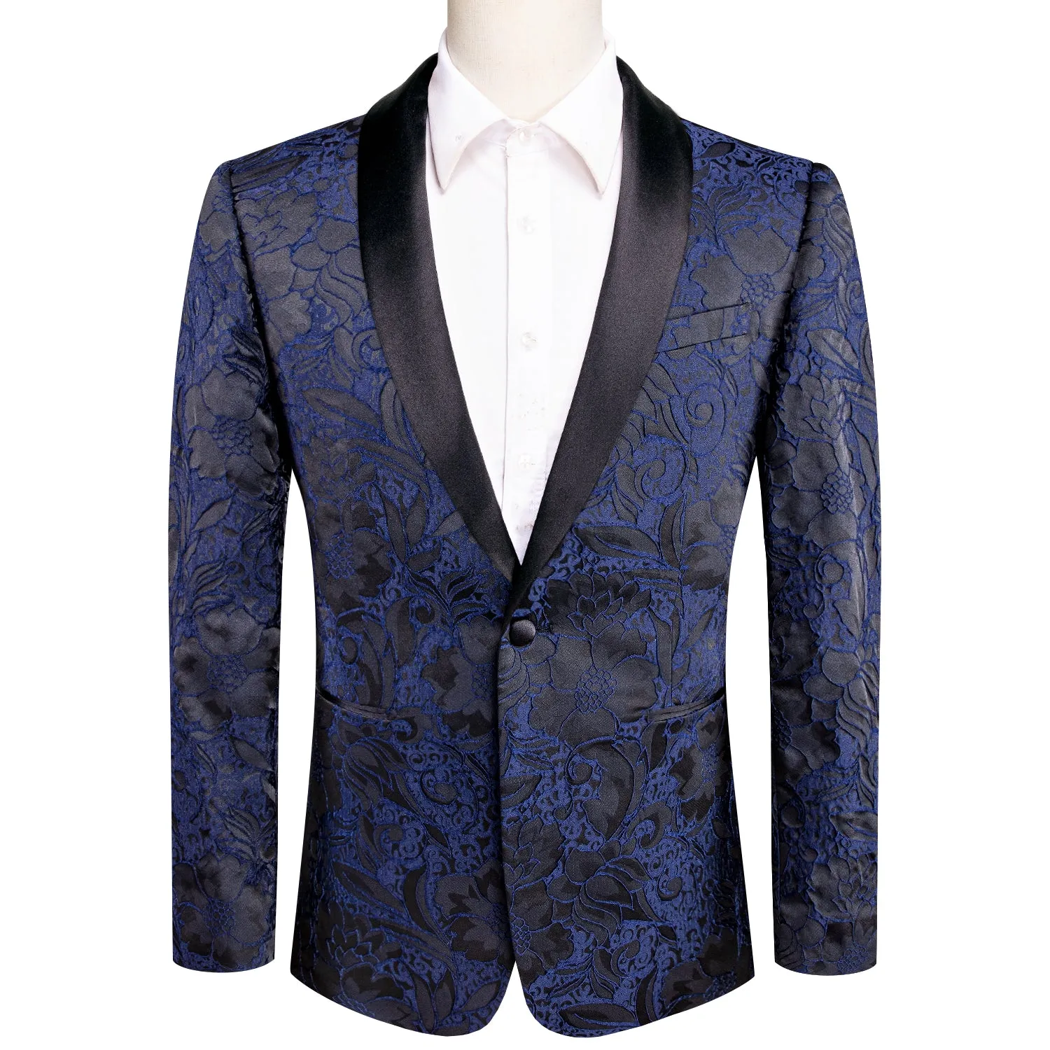 Luxury Blue Black Floral Men's Suit Set