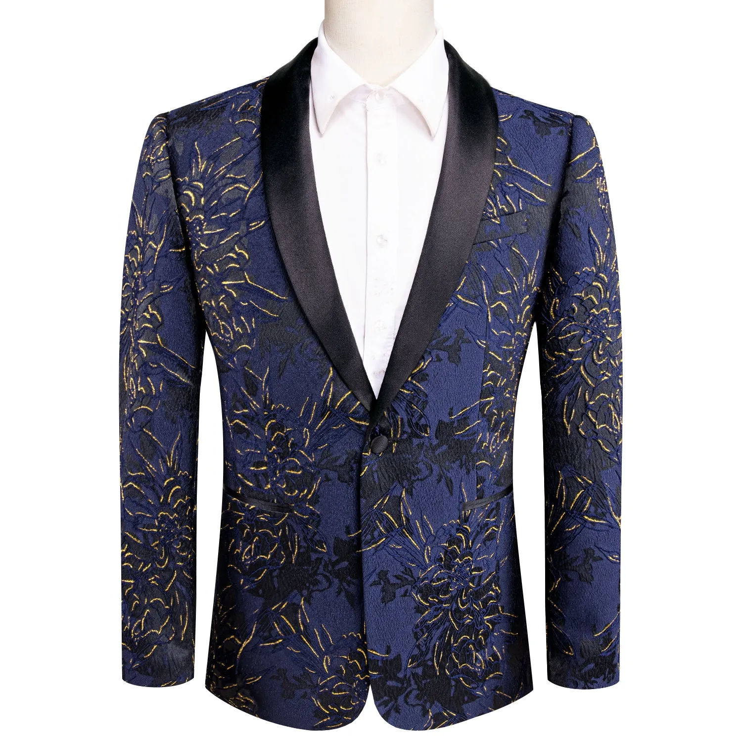 Luxury Blue Gold Engraved Men's Suit Set