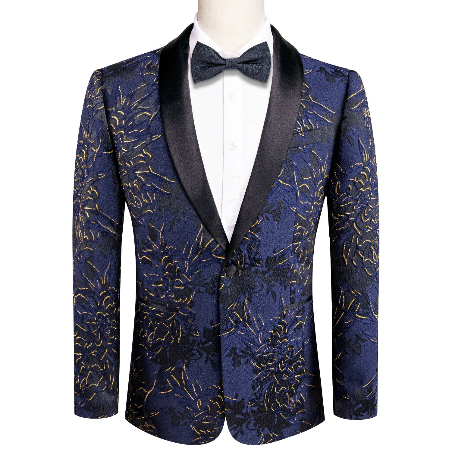 Luxury Blue Gold Engraved Men's Suit Set