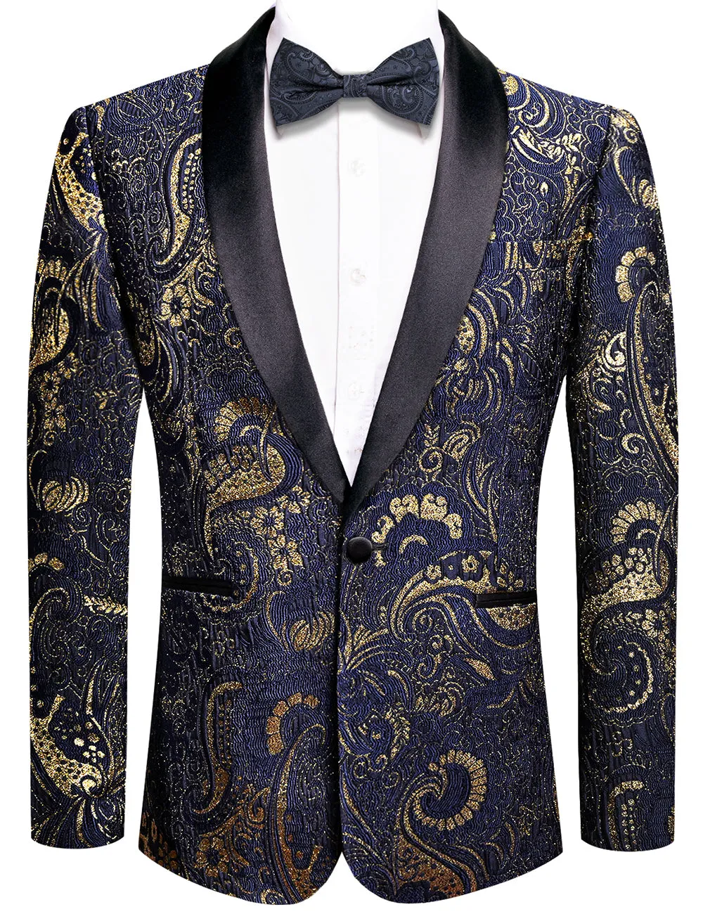 Luxury Navy Blue Floral Men's Suit Set