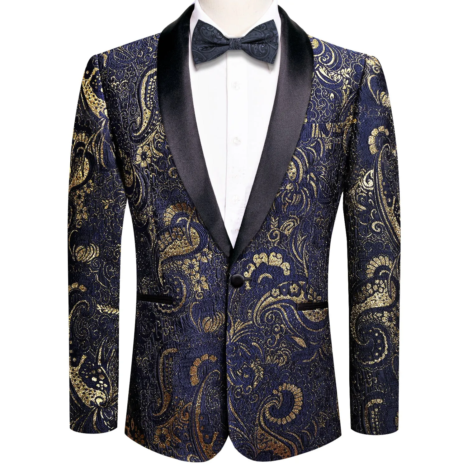 Luxury Navy Blue Floral Men's Suit Set