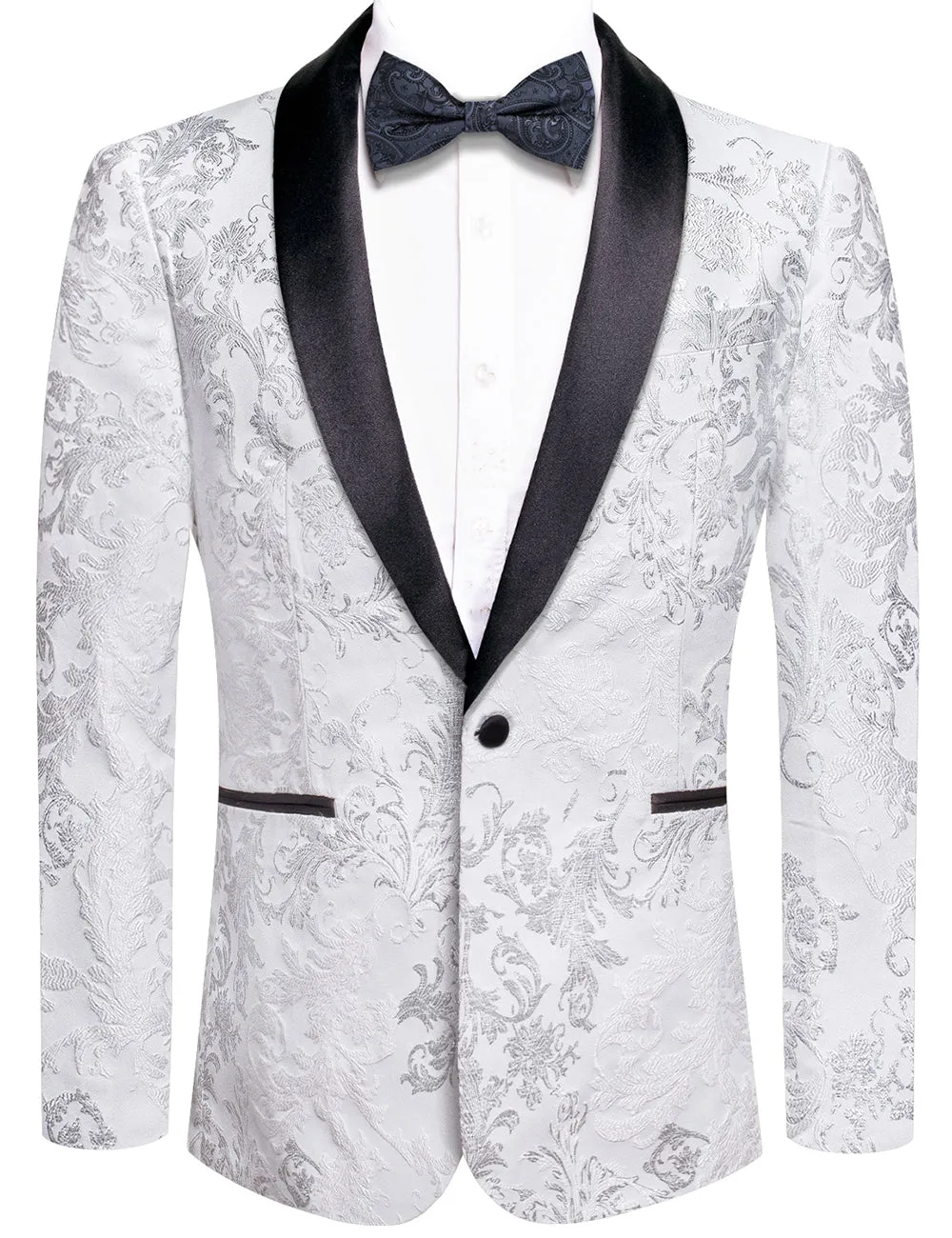 Luxury Sliver White Floral Men's Suit Set