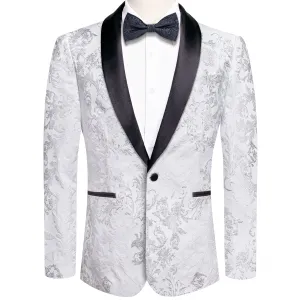 Luxury Sliver White Floral Men's Suit Set