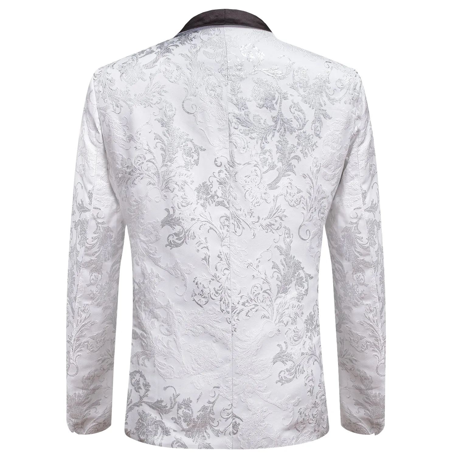 Luxury Sliver White Floral Men's Suit Set