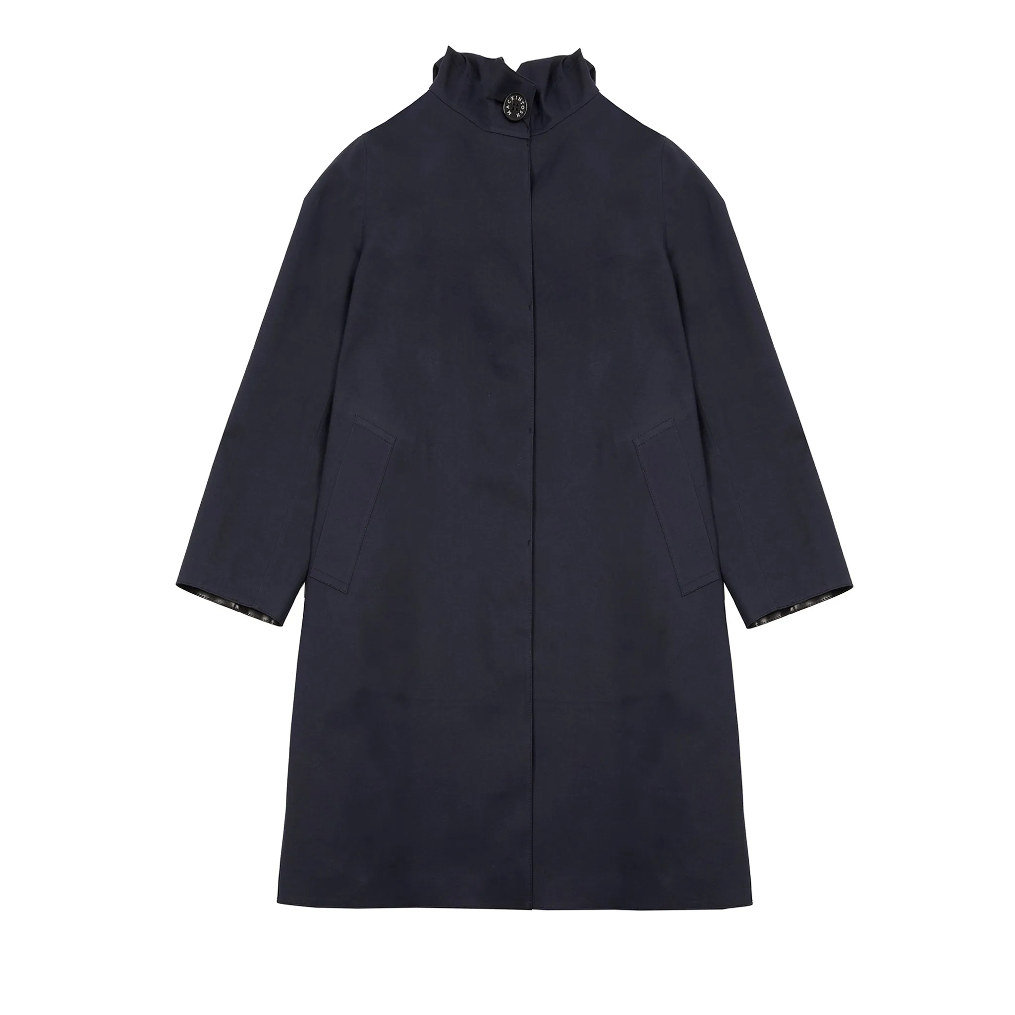 Mackintosh Women's Watten Bonded Cotton Hooded Raincoat in Navy