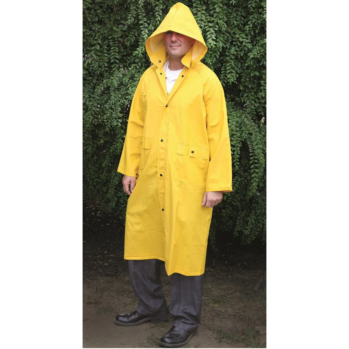 MCR Safety Classic Series 49" Waterproof Detachable Hood Raincoat - Yellow - 200C