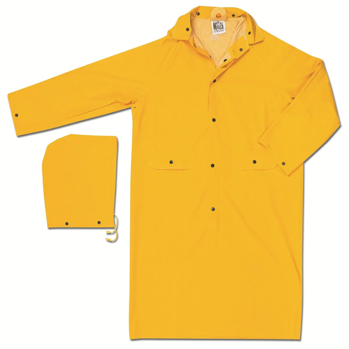 MCR Safety Classic Series 49" Waterproof Detachable Hood Raincoat - Yellow - 200C