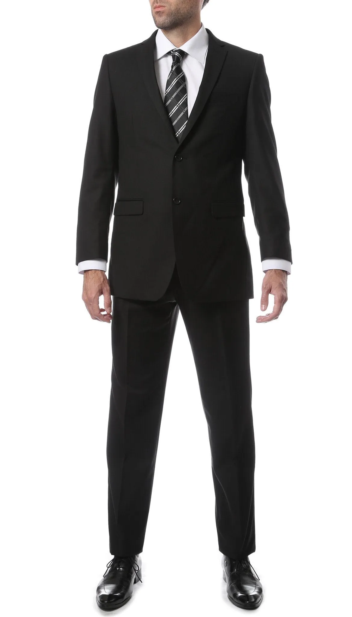 Mens 2 Button Black Regular Fit Suit