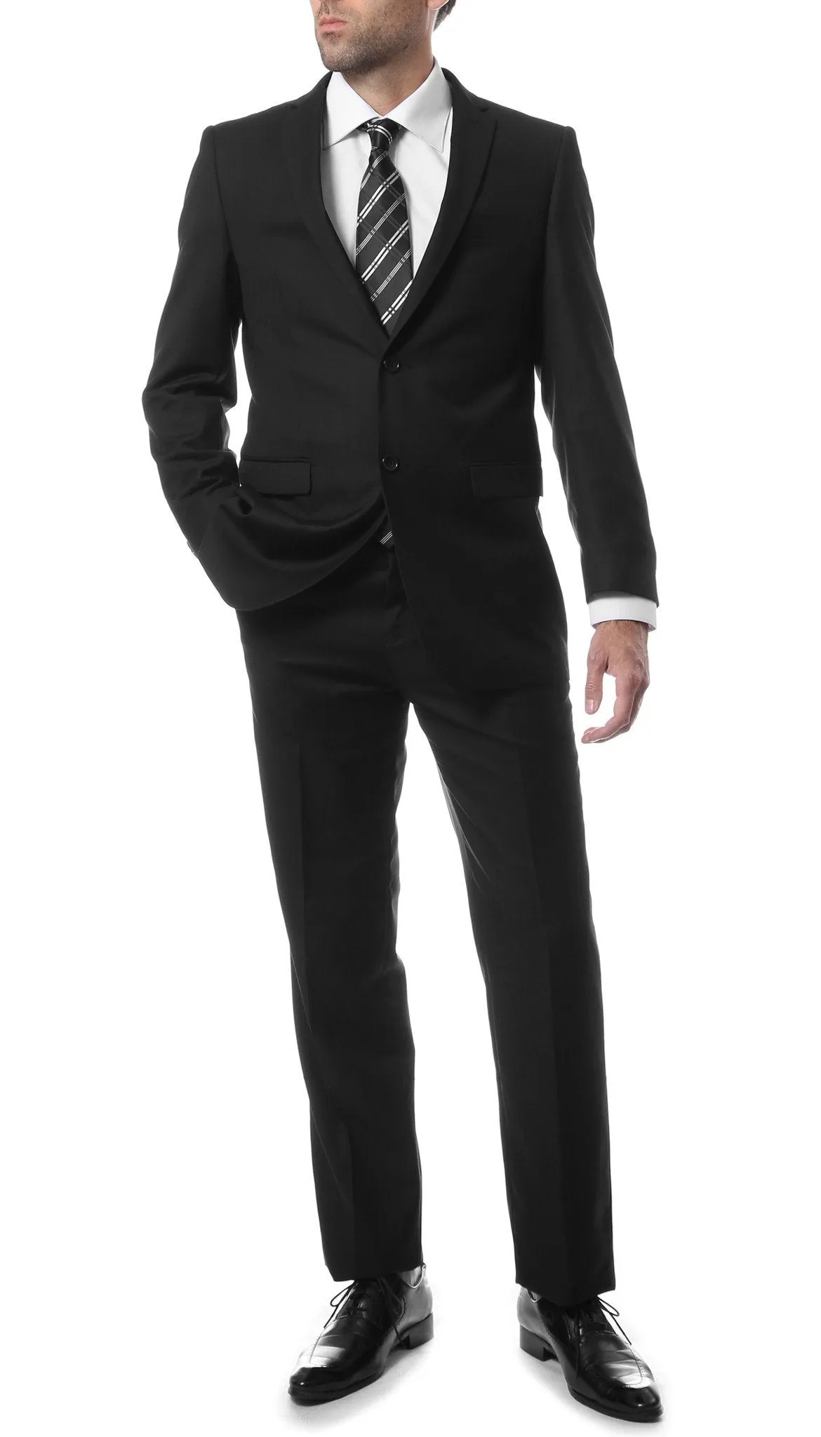 Mens 2 Button Black Regular Fit Suit