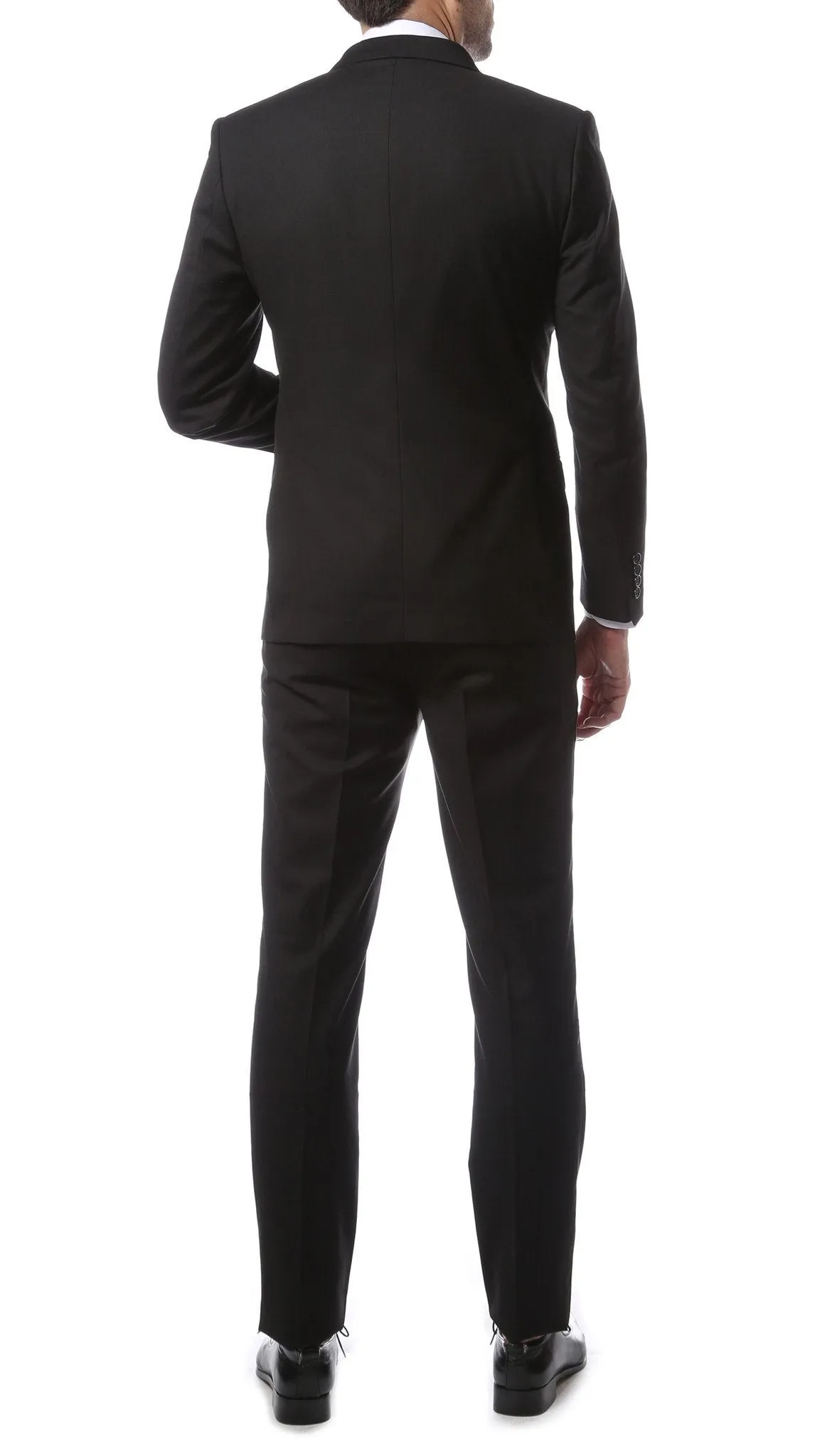 Mens 2 Piece 2 Button Slim Fit Black Zonettie Suit