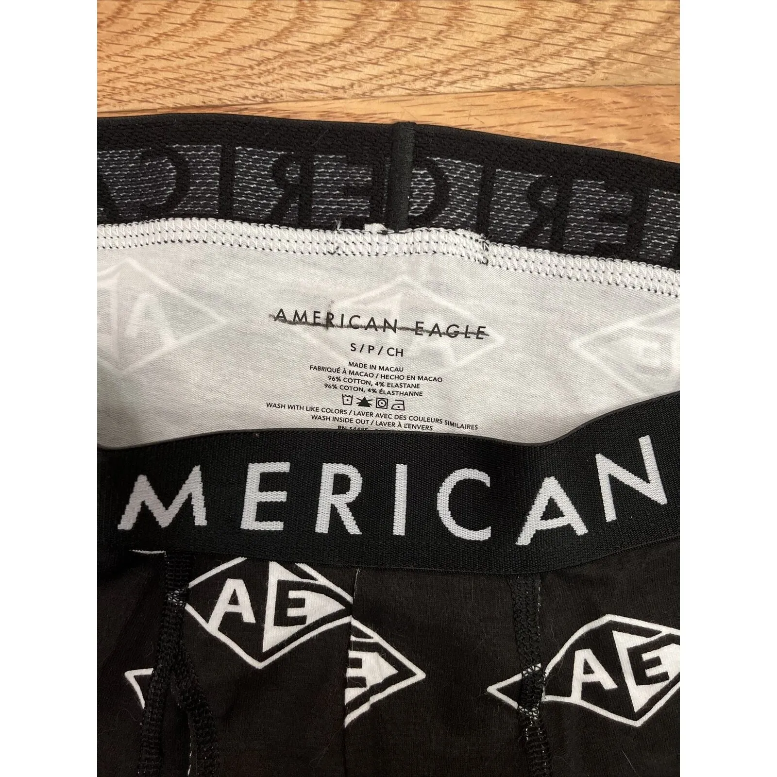 Men's American Eagle Small Black white logo trunks