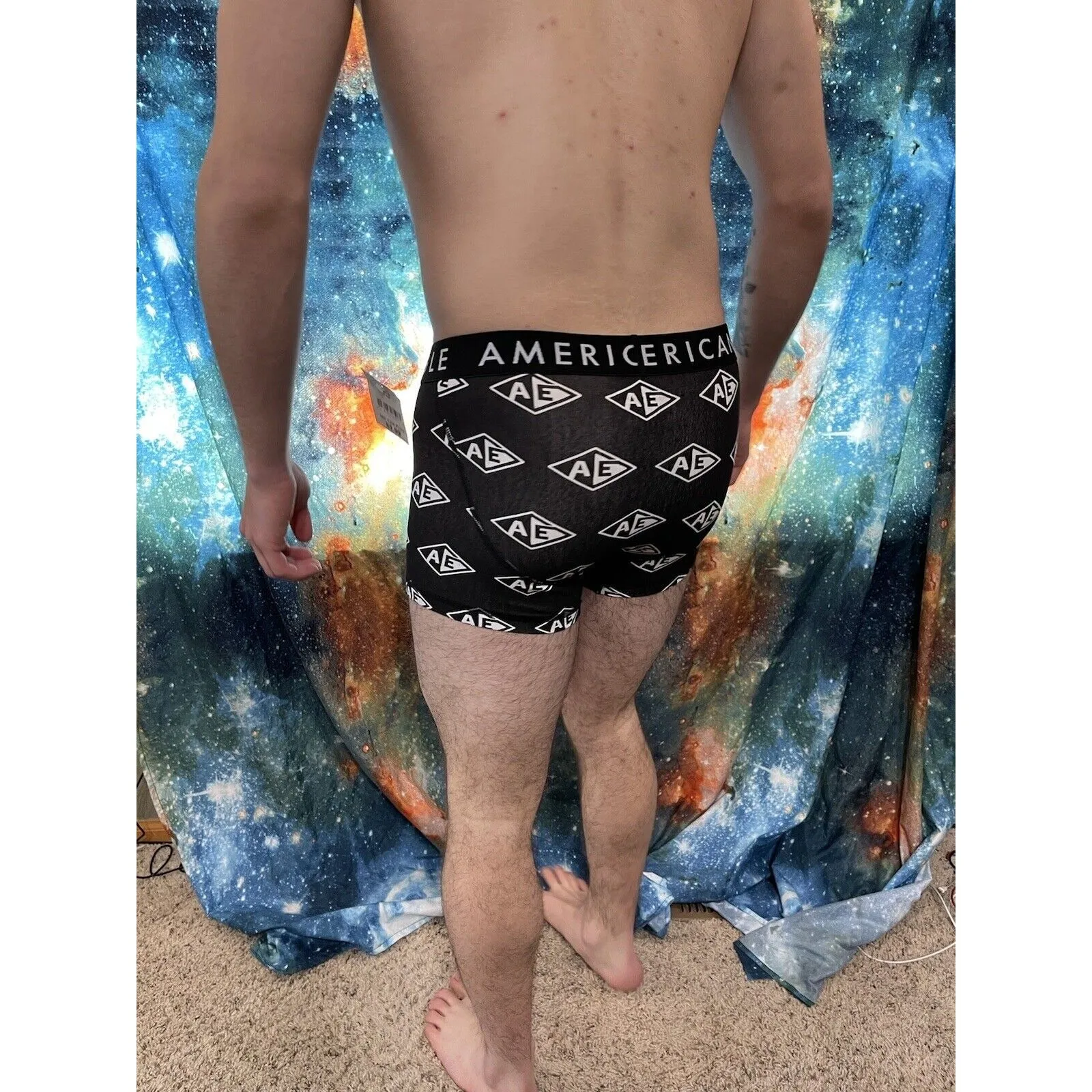 Men's American Eagle Small Black white logo trunks