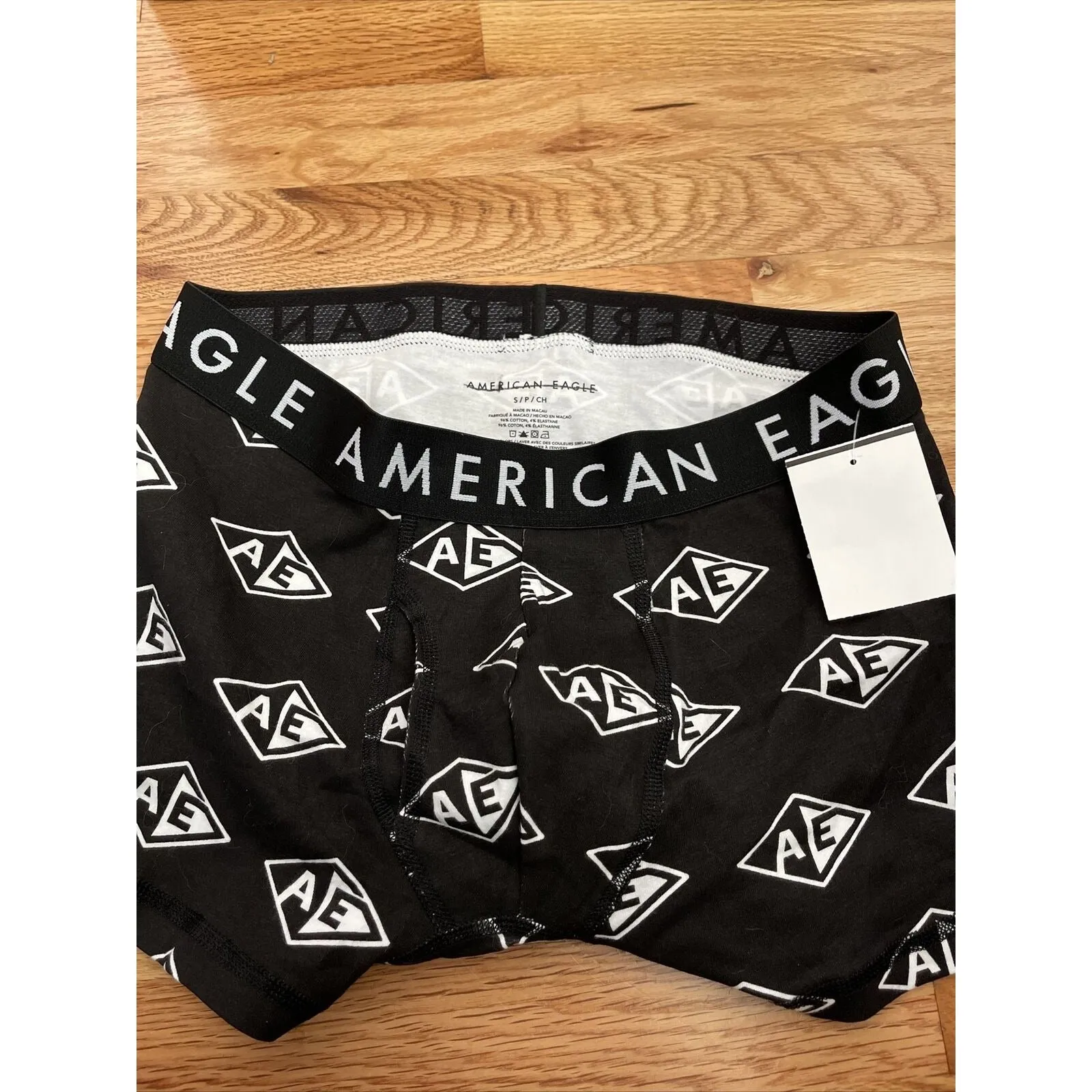 Men's American Eagle Small Black white logo trunks