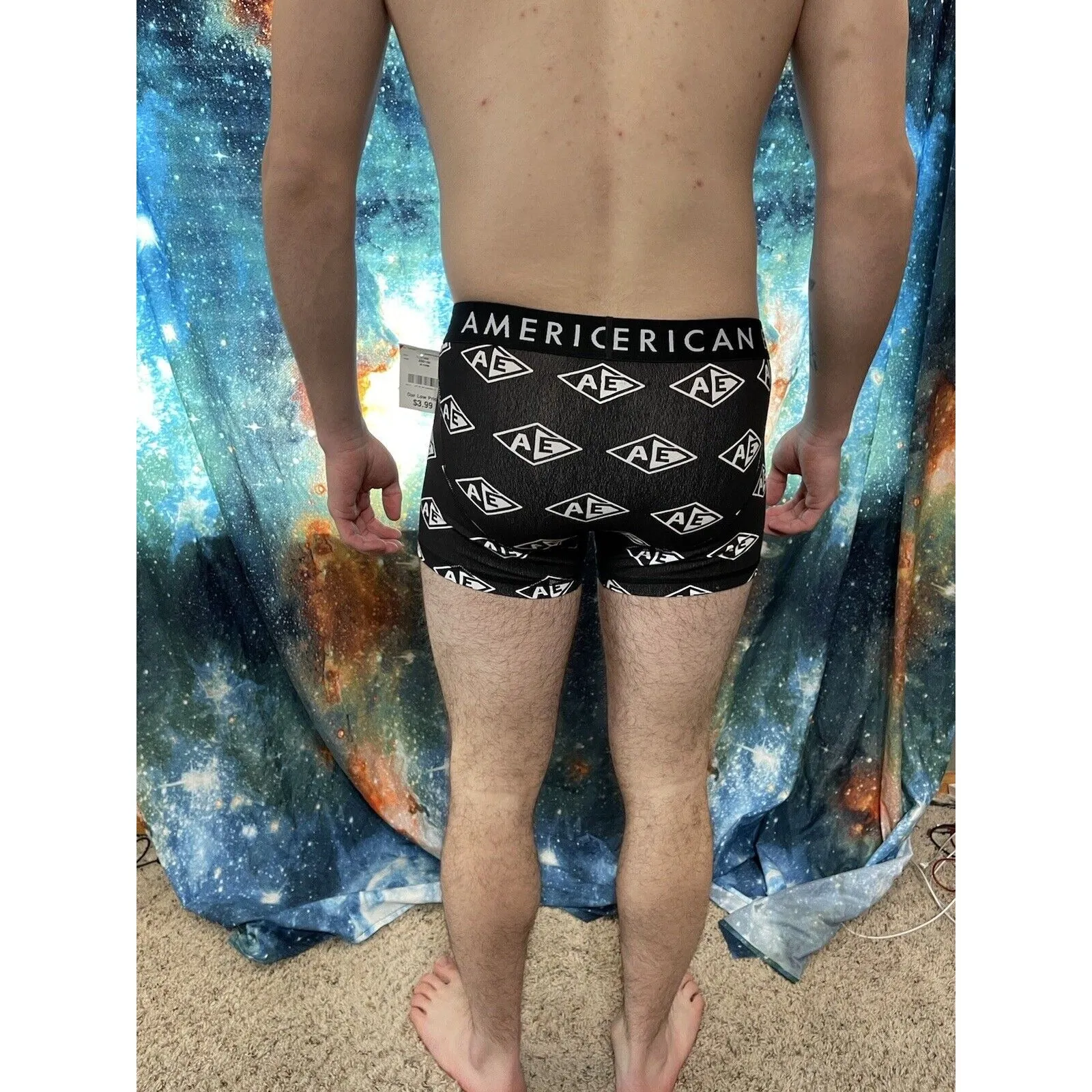 Men's American Eagle Small Black white logo trunks