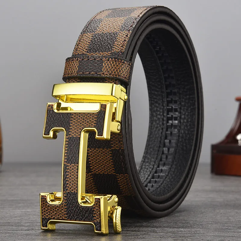 Men's Automatic Leather Buckle Belt Business Casual Men's Pants Belt Young and Middle-Aged All-Matching