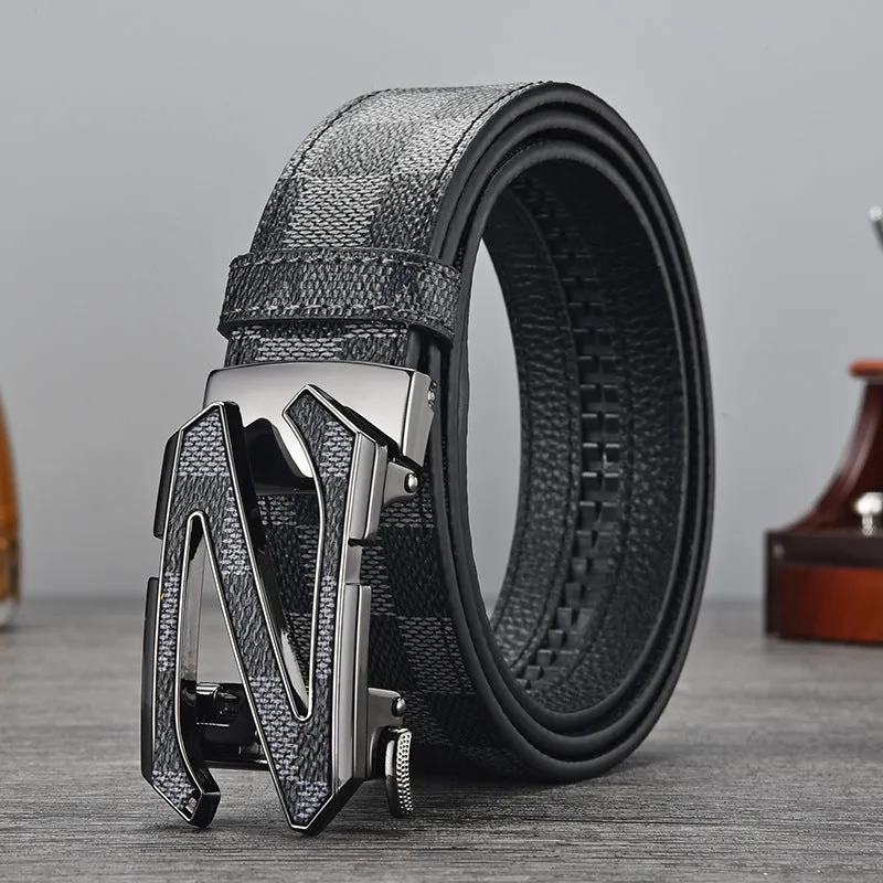 Men's Automatic Leather Buckle Belt Business Casual Men's Pants Belt Young and Middle-Aged All-Matching