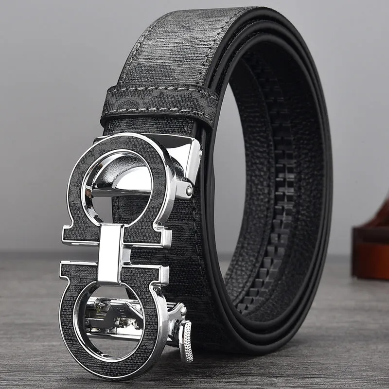 Men's Automatic Leather Buckle Belt Business Casual Men's Pants Belt Young and Middle-Aged All-Matching