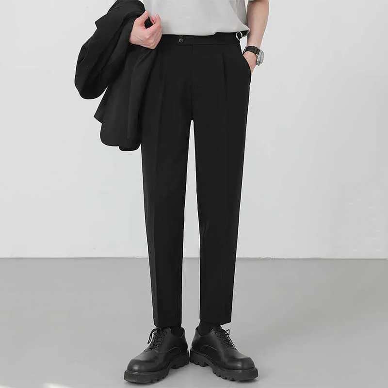 Men's British Business Casual Slim Drape Straight Trousers