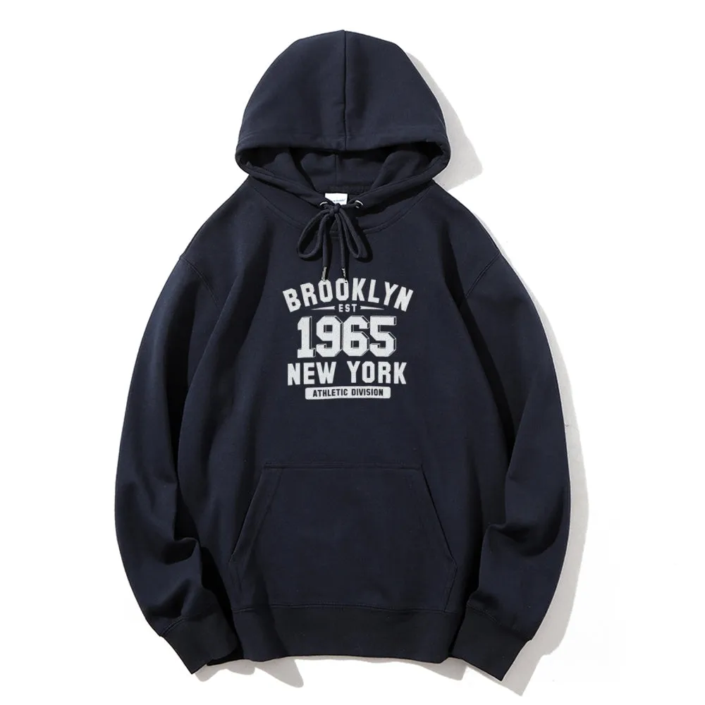 Mens Brooklyn New York City Letter Graphic Pullover Hoodies