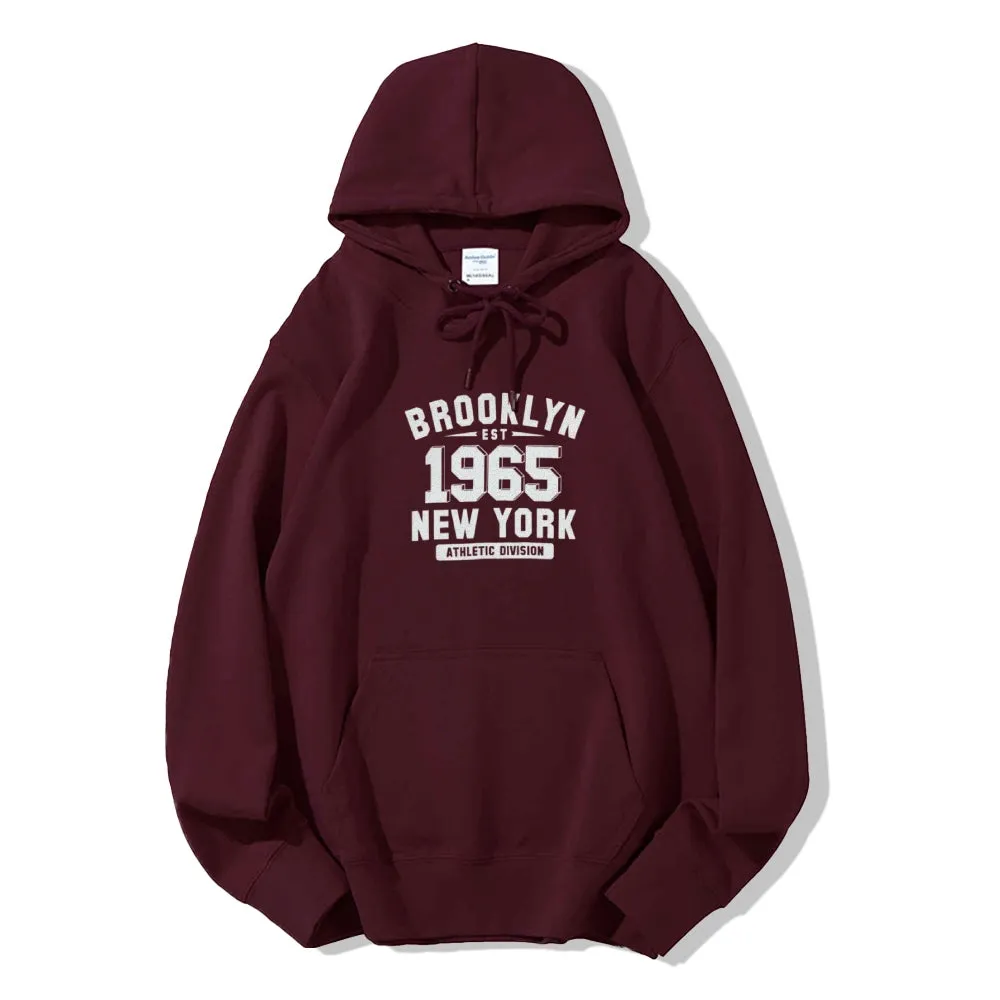 Mens Brooklyn New York City Letter Graphic Pullover Hoodies