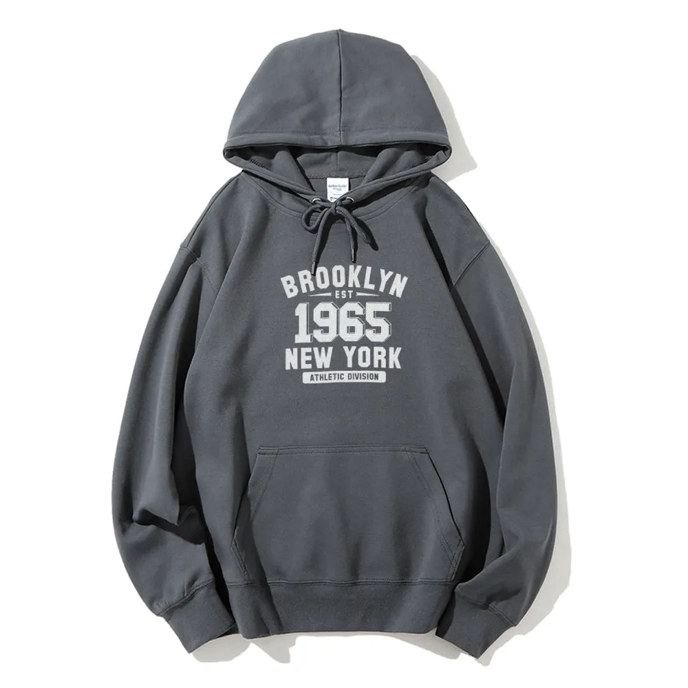 Mens Brooklyn New York City Letter Graphic Pullover Hoodies