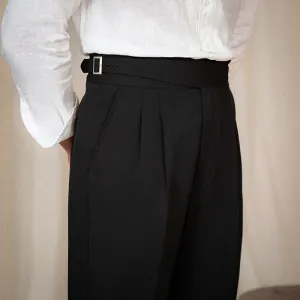 Mens Business Mid-high Waist Casual Trousers