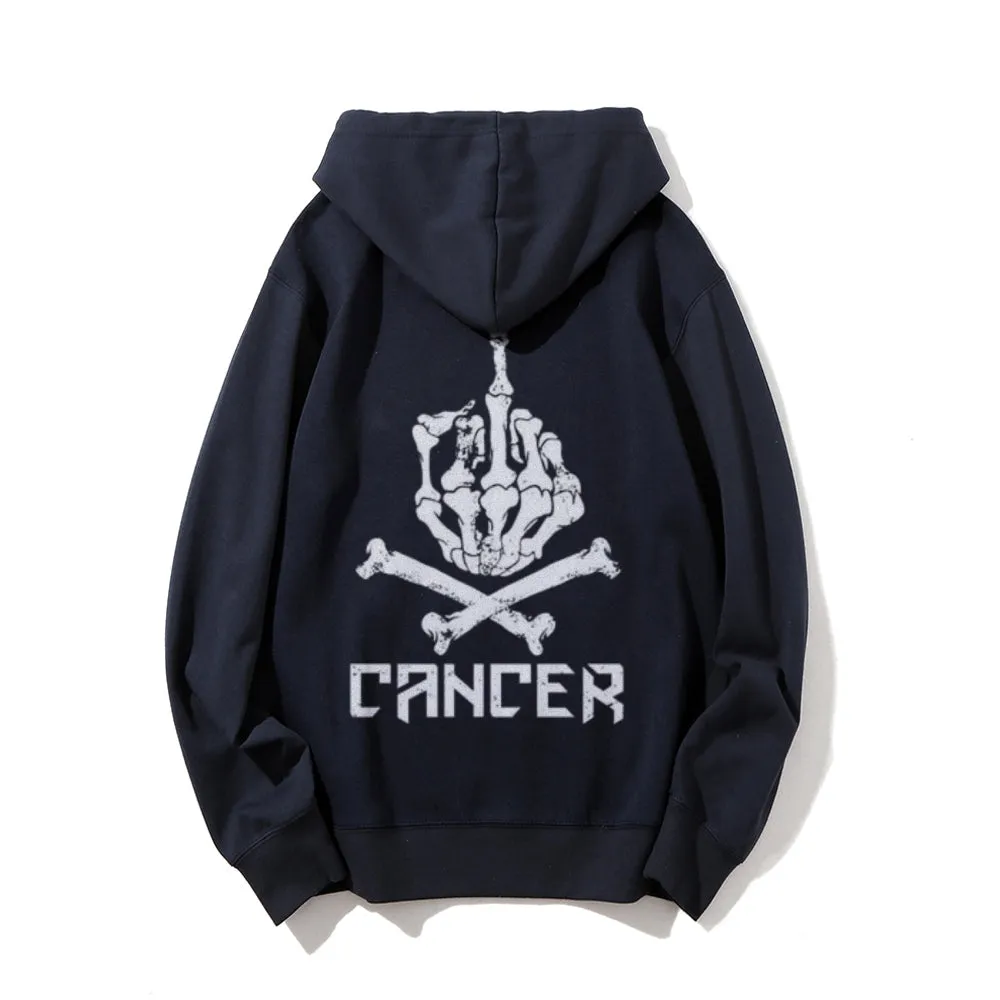 Mens Cancer Skull Graphic Pullover Hoodies