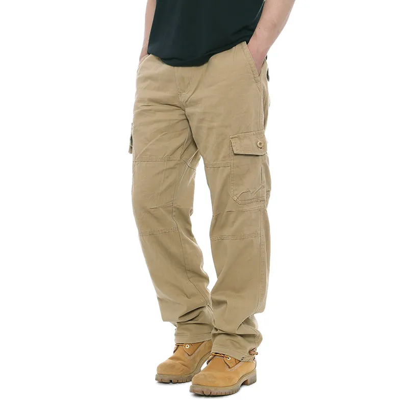 Men's Casual Loose Elastic Waist Multi Pocket Trousers