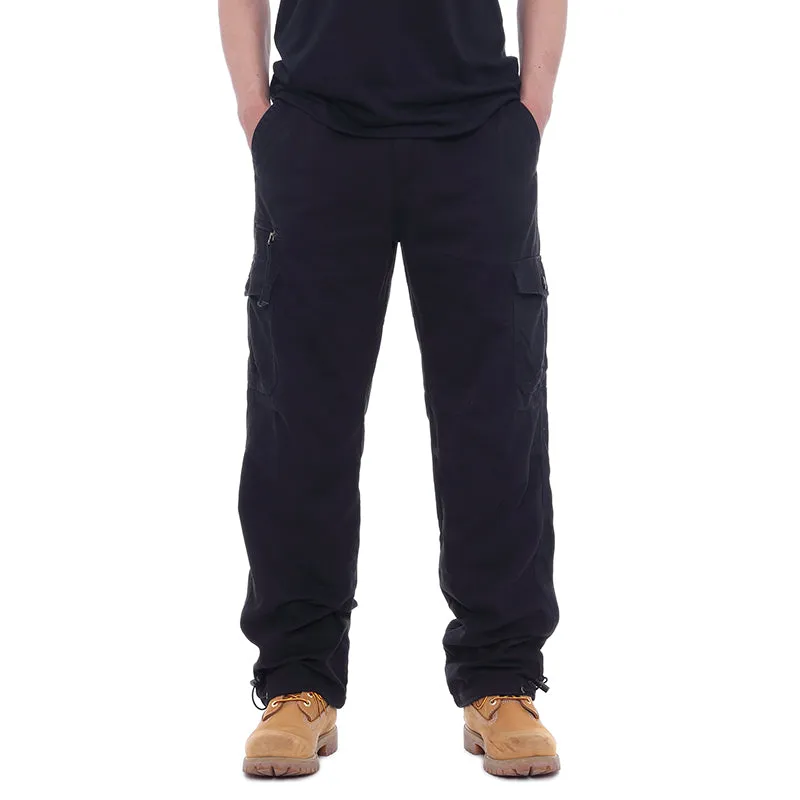 Men's Casual Loose Elastic Waist Multi Pocket Trousers