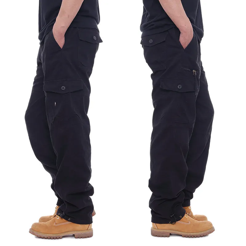 Men's Casual Loose Elastic Waist Multi Pocket Trousers