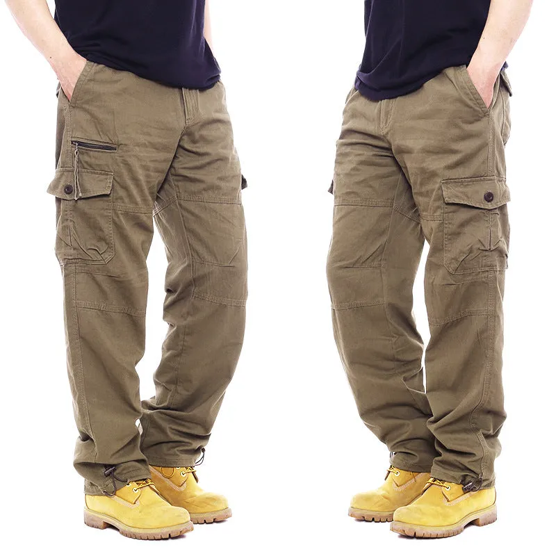 Men's Casual Loose Elastic Waist Multi Pocket Trousers