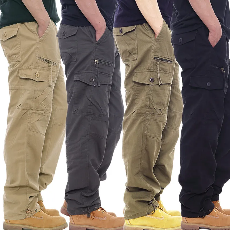 Men's Casual Loose Elastic Waist Multi Pocket Trousers