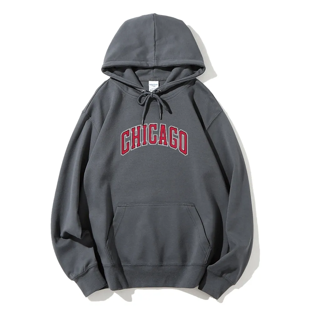 Mens Chicago City Letter Graphic Pullover Hoodies 2409001446