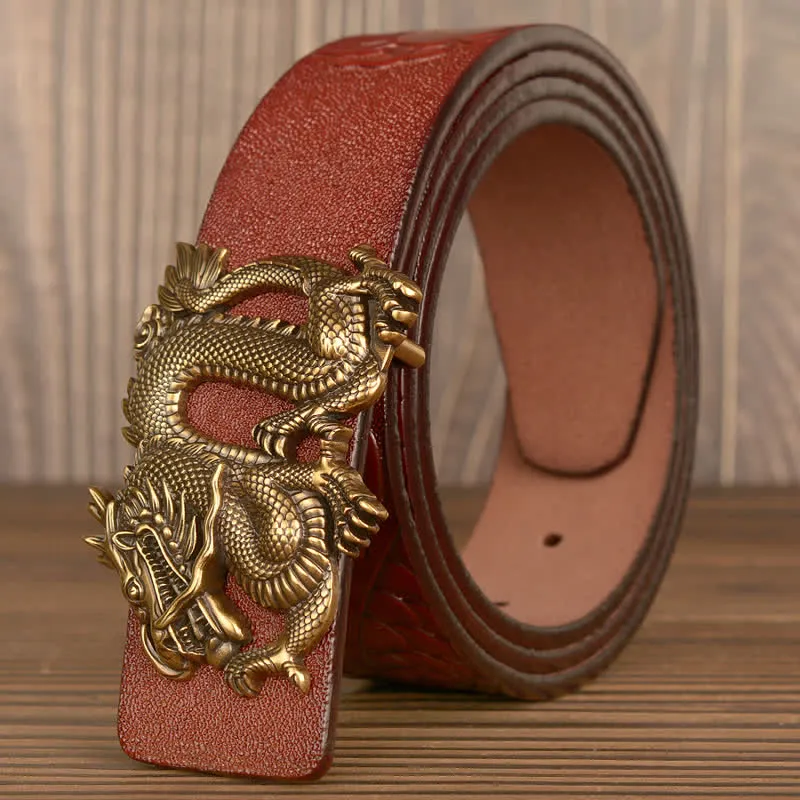 Men's Flying Dragon Luxury Cowskin Leather Belt