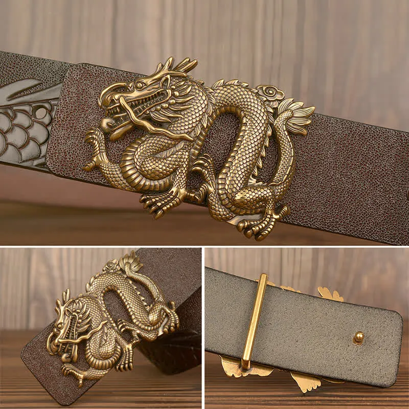 Men's Flying Dragon Luxury Cowskin Leather Belt