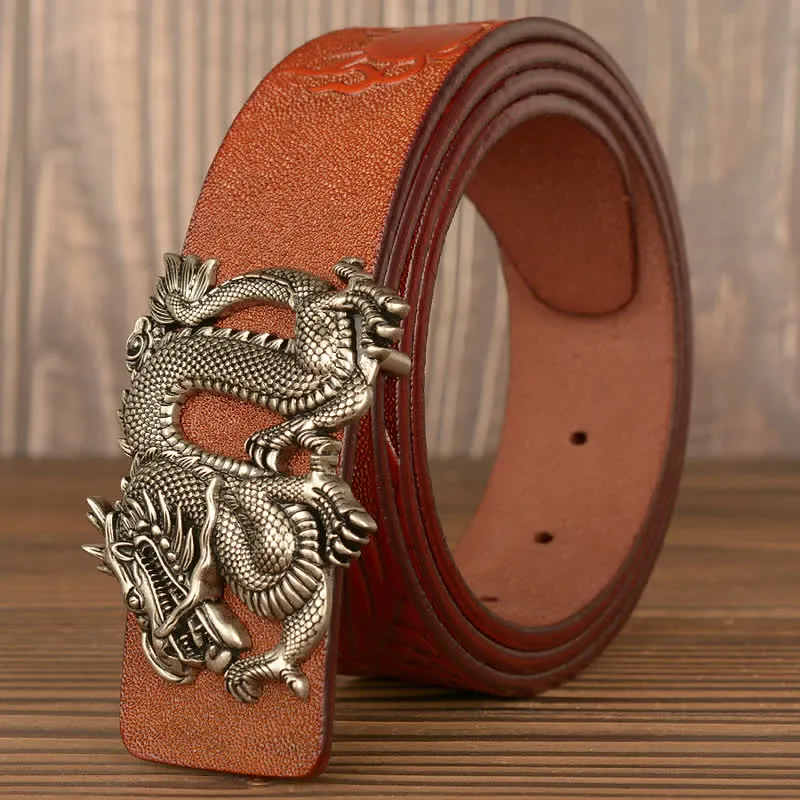 Men's Flying Dragon Luxury Cowskin Leather Belt