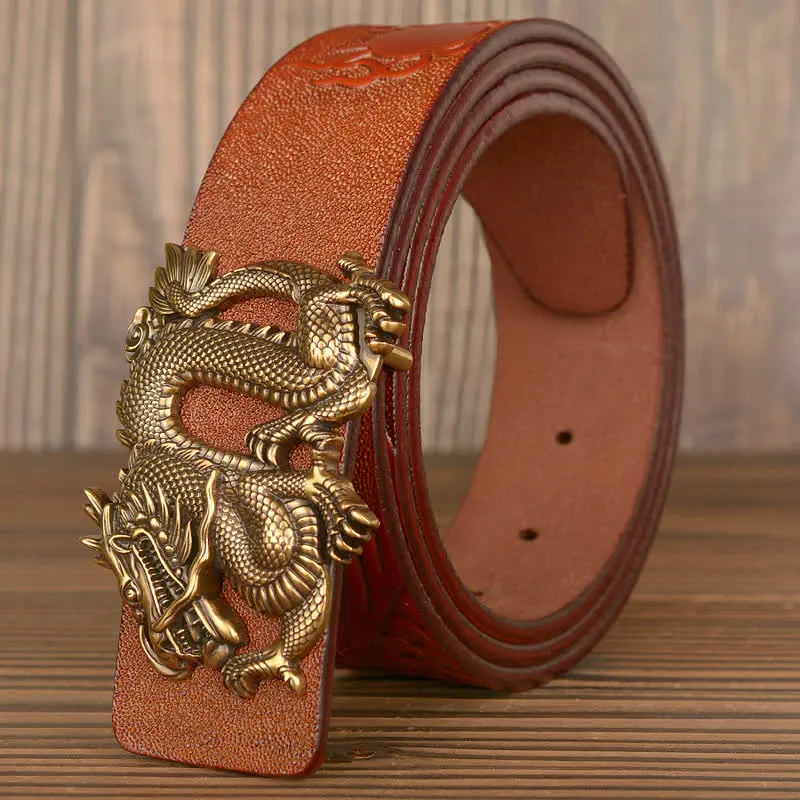 Men's Flying Dragon Luxury Cowskin Leather Belt