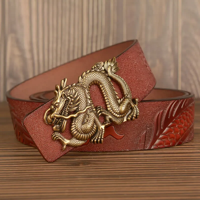 Men's Flying Dragon Luxury Cowskin Leather Belt