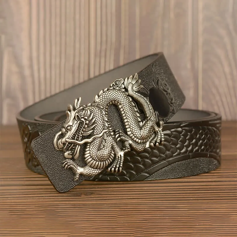 Men's Flying Dragon Luxury Cowskin Leather Belt