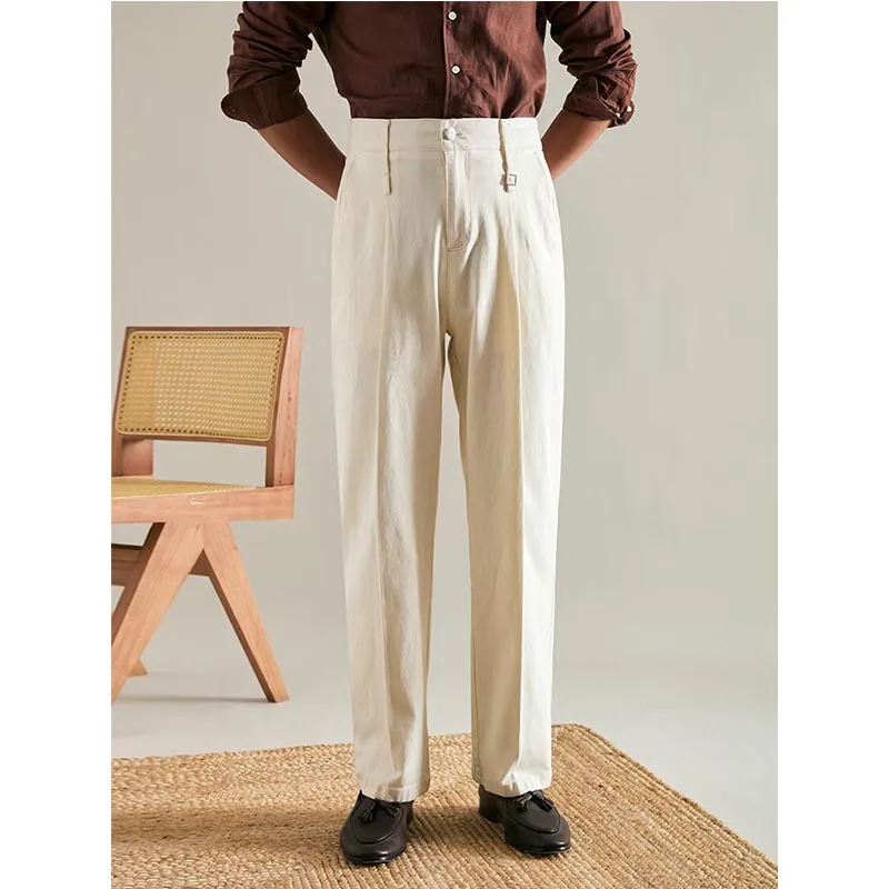 Men's Straight Loose Autumn and Winter Casual Business Wide Leg Trousers